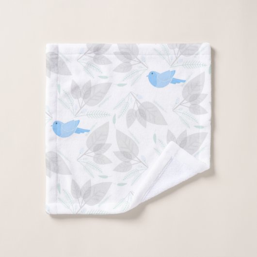 Oiseau Avec Feuille Florale (Gant de toilette)