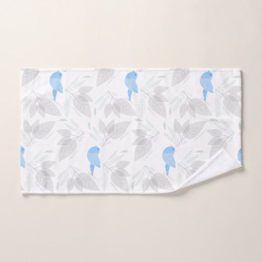 Oiseau Avec Feuille Florale (Serviette à main)