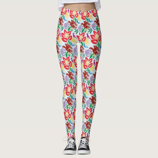 Oiseau Avec Leggings Motifs Fleurs (Devant)
