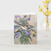 Oiseau avec pansies carte pour notes (Fleur jaune)