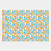 oiseau avec ver, ciel avec nuages, papier d'emball (Devant 3)