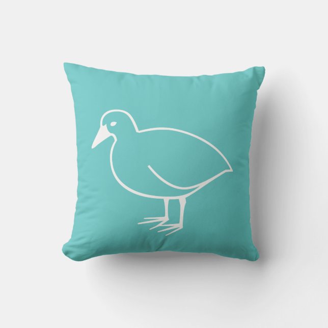 oiseau blanc sur coussin bleu turquoise (Recto)