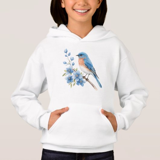 Oiseau bleu avec des fleurs bleues (Devant)