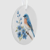 Oiseau bleu avec des fleurs bleues (devant)
