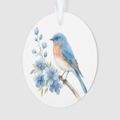 Oiseau bleu avec des fleurs bleues (devant)