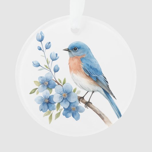 Oiseau bleu avec des fleurs bleues (devant)