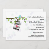 Oiseau bleu, cage à oiseaux, invitation de douche (Devant / Derrière)