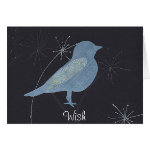 Oiseau bleu de carte d'art de collage de