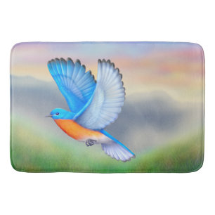 Oiseau bleu de tapis de bain de bonheur