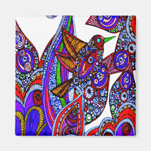 Oiseau Bleu Du Paradis Aimant Blanc