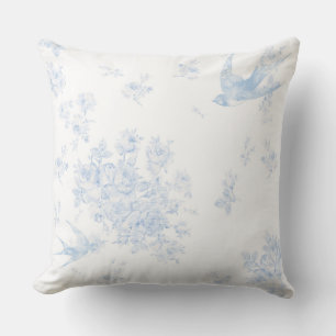 Oiseau bleu et oreiller à lancer Rose