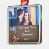 Oiseau bleu personnalisé / ornements Christma pers (Gauche)