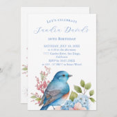 Oiseau bleu romantique Invitation Anniversaire (Devant / Derrière)