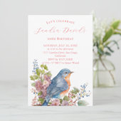 Oiseau bleu romantique Invitation Anniversaire (Debout devant)