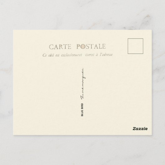 Oiseau Bleu Tu Me Manques Carte Postale Ancienne F (Dos)