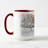 Oiseau cardinal, neige, hiver, tasse (Gauche)