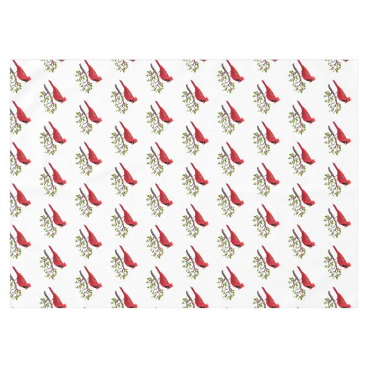 Oiseau cardinal rouge sur nappe blanche (Devant (Horizontal))