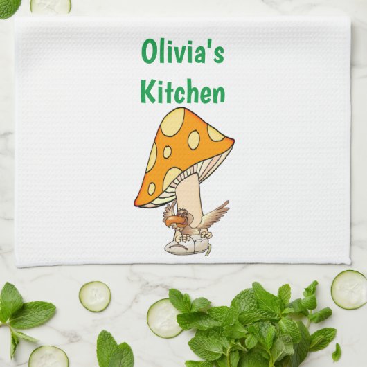 Oiseau Champignons Cuisine Serviette à main (Plié)