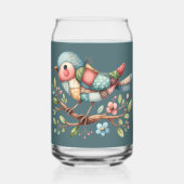 Oiseau chanteur patchwork sur branche fleurie (Verso)