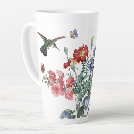 Oiseau-colibri Papillon du jardin Fleur Mug latte (Angle gauche)