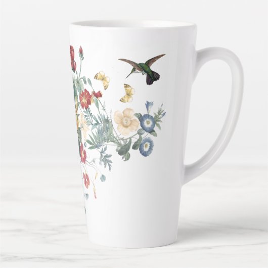 Oiseau-colibri Papillon du jardin Fleur Mug latte (Droite)