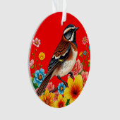 Oiseau Coloré Perché Parmi Les Fleurs (devant)