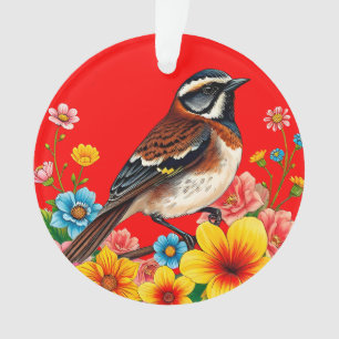 Oiseau Coloré Perché Parmi Les Fleurs