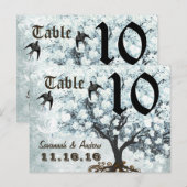 Oiseau d'amour numéro de table bleu arbre à feuill (Devant / Derrière)