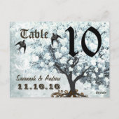 Oiseau d'amour numéro de table bleu arbre à feuill (Dos)