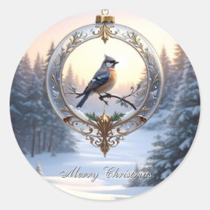 Oiseau dans des autocollants d'ornement de Noël
