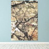 Oiseau dans la toile étirée de l'arbre Imprimer (Insitu (Plancher de Bois))