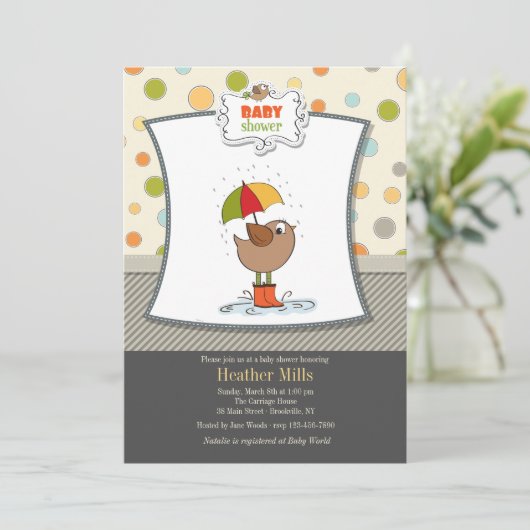 Oiseau dans les bottes Invitation à la douche (Debout devant)