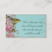 Oiseau dans les cartes de visite roses de roses (Dos)