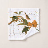 Oiseau dans un arbre fruitier Lancer Oreiller (Gant de toilette)