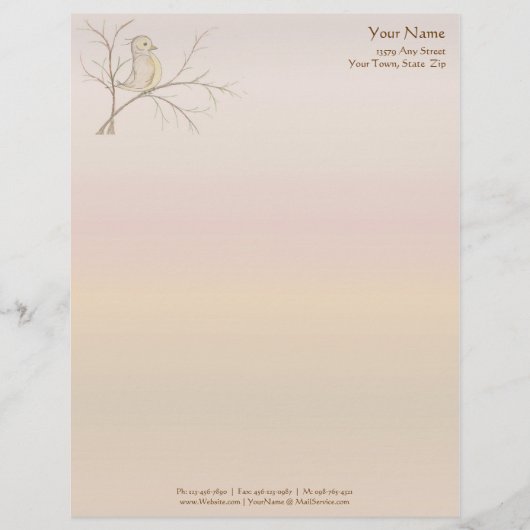 Oiseau dans un en-tête de lettre d'arbre (Devant)