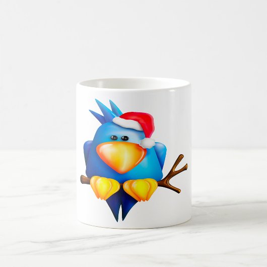 Oiseau Dans Une Mug De Chapeau De Père Noël