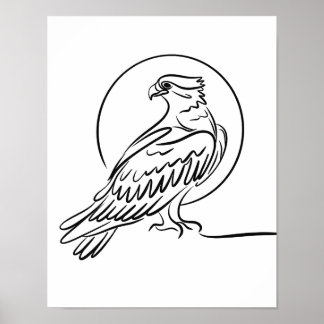 Oiseau de Balbuzard de Prey Line Poster d'art Iris