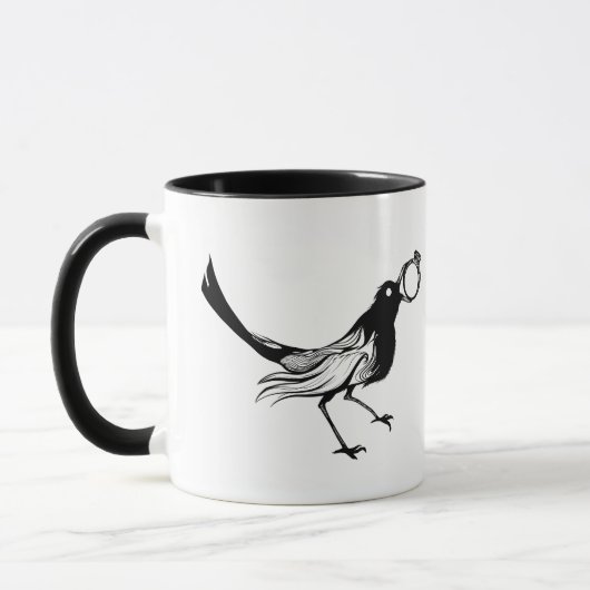 Oiseau de blanc de noir de tasse de café (Gauche)