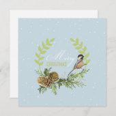 Oiseau de carte de Noël, Noël de cônes de pin (Devant / Derrière)