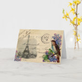 Oiseau de carte postale de Paris sur la carte de (Fleur jaune)