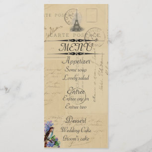 Oiseau de carte postale de Paris sur la carte de