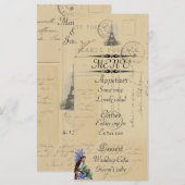 Oiseau de carte postale de Paris sur la carte de (Devant / Derrière)