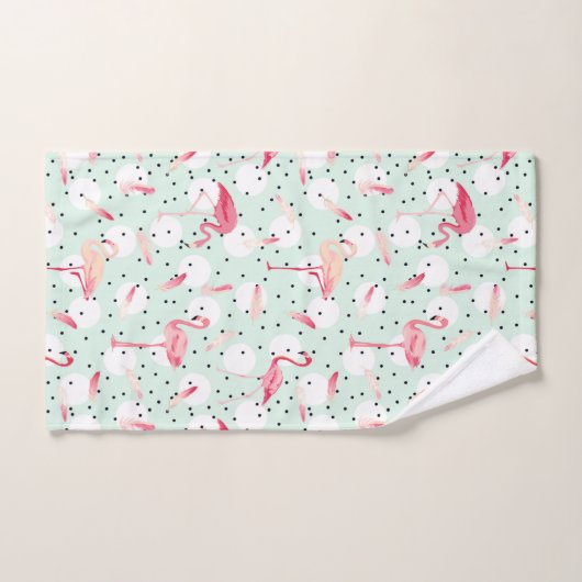 Oiseau de Flamant rose avec des plumes (Serviette à main)