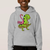 Oiseau de Flamant rose montant le dinosaure de (Devant)