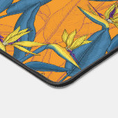 Oiseau de fleurs paradisiaques sur orange (Coin)