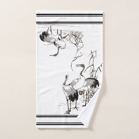 Oiseau de grue de Bairei Faune Ensemble de serviet (Serviette à main)