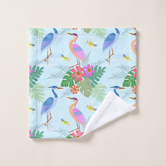 Oiseau de Heron aux fleurs (Gant de toilette)