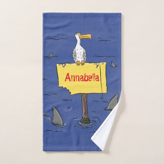Oiseau de mer amusant entouré de dessins animés de (Serviette à main)