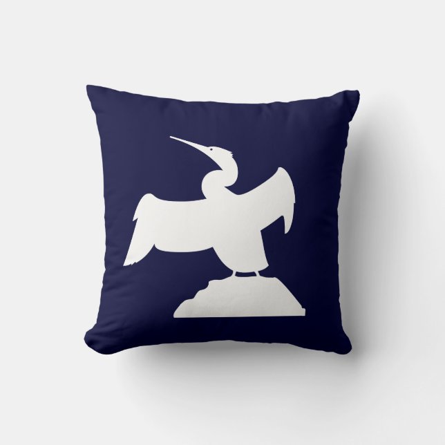 OISEAU DE MER. BLANC sur coussin bleu (Recto)