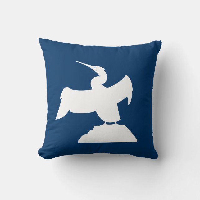OISEAU DE MER. BLANC sur coussin bleu (Recto)